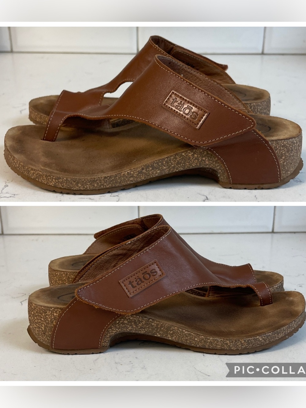 Taos Footwear Womens Loop Sandal Brandy Brown Colored Leather Upper Size Euro 38 - Picture 13 of 17